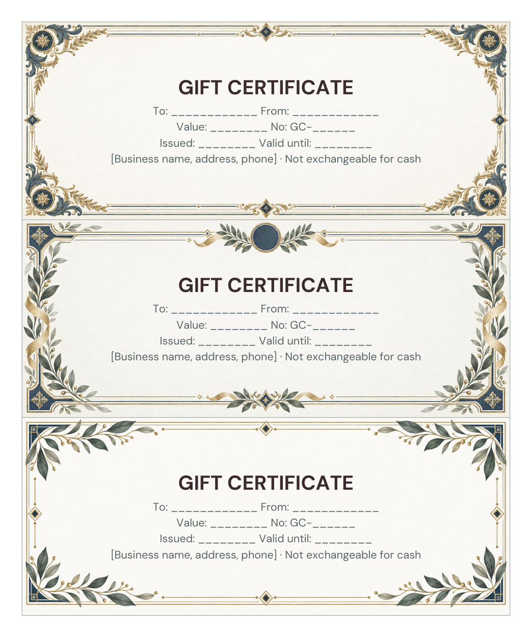 Preview of the first page of Business certificates (PDF/DOCX)